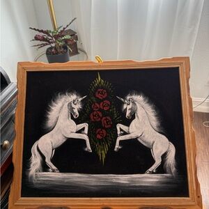 Mystical Unicorns and Roses Framed Art